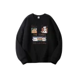 Черный свитшот с круглым вырезом (тонкий) - цвет печенья