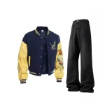 Темно-синий топ + черные джинсы