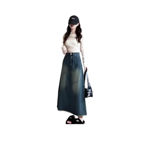 Wooden Rabbit Деним Длинный Юбка Женские
