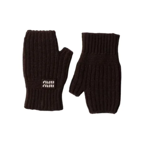 MIU MIU Вязаные перчатки Женские Коричневый