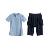 Комплект одежды (Светло-синяя рубашка с коротким рукавом + синие шорты)