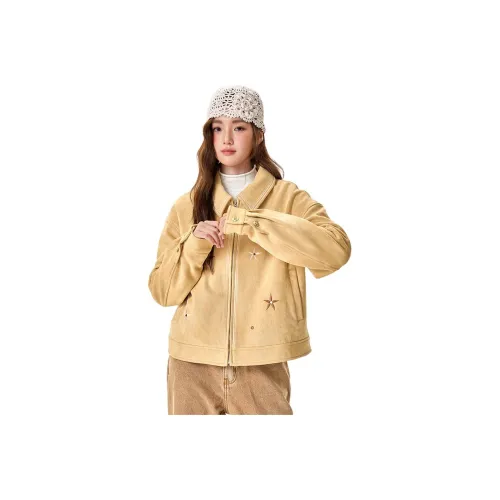 WOWI Молоко Желтый Женские Короткие пальто