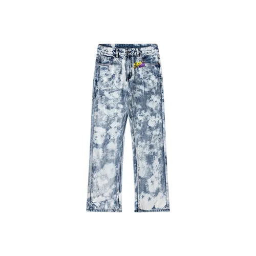 MG Небесно-синий Белый Облако Мужские Джинсы