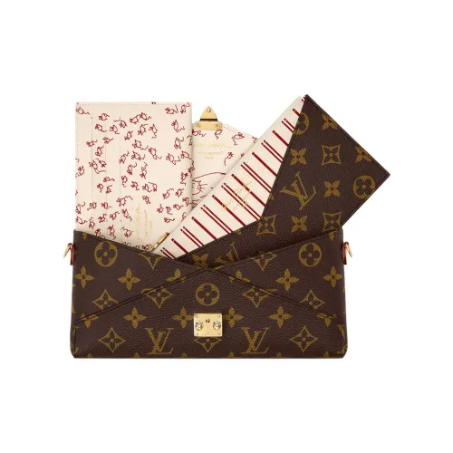 LOUIS VUITTON Grace Coddington Коллаборация KirigamiCatogram Kitten Покрытый холст Клатч Унисекс Коричневый