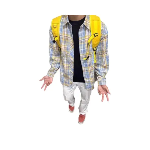 CARE NOTE Желтая клетка Унисекс Рубашки