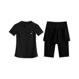 Комплект одежды (Черная рубашка с короткими рукавами + черные шорты)