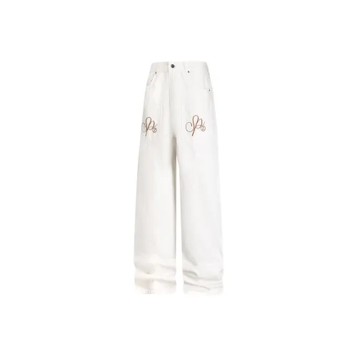 ZHIO Белый Wings Embroidery Unisex Jeans