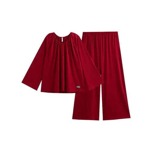 Same Language Пижамный комплект женский вишнево-красный
