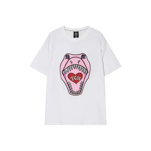 TCH Белый с Розовым Логотипом Унисекс T-Рубашки