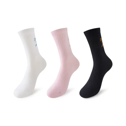 Reebok 3 пачки черных белых розовых женских носков до икры MID