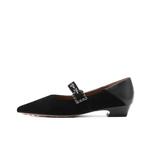 HARSON Mary Jane Shoes Black Sheepskin Women's