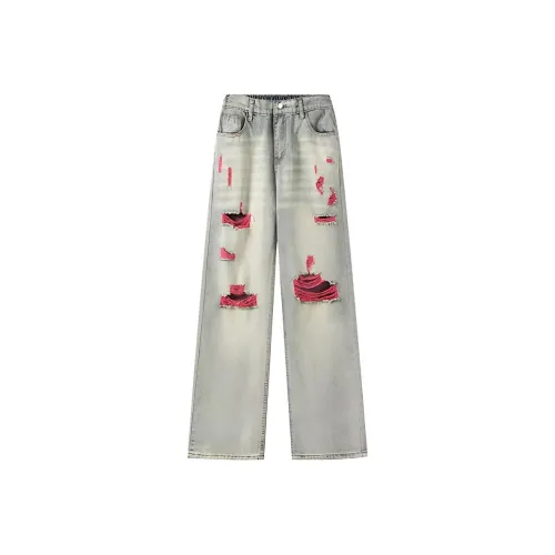 KAIZZGAO Желтый Грязь Синий Мужские Джинсы