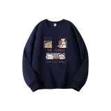 Темно-синий свитшот с круглым вырезом (на флисовой подкладке) - цвет печенья