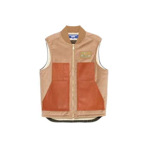 JUNYA WATANABE x Filton FW25 Кожа Splicing Передняя молния Куртка Жилет Мужской