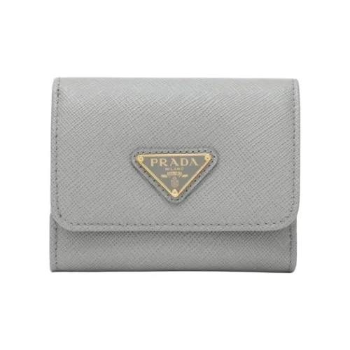 PRADA Saffiano Телячья кожа Кошелек Маленький Женский Светло-серый