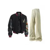 Чёрный топ + жёлтые грязные джинсы