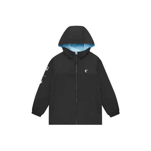 QIAODAN Черный с Full Принт Дождь Волна Синий Kids Куртки