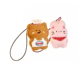 Коричневый шеф медвежонок + розовый нагрудник кролик