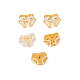 [5-Предметный Комплект] Белый с подкладочной тканью, полностью с принтом медведя + Желтый в клетку + Желтый с полностью с принтом медведя + Желтый медведь