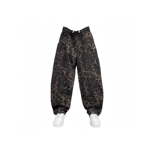 CAT'S PAW Леопардовый принт Унисекс Повседневные брюки