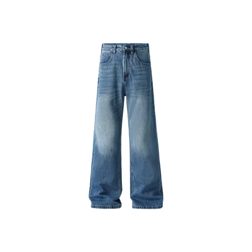 A3G4 Каменный узор Синий Унисекс Джинсы