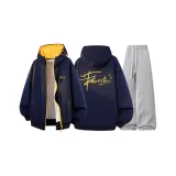 Темно-синий синий свитшот + светло-серые штаны