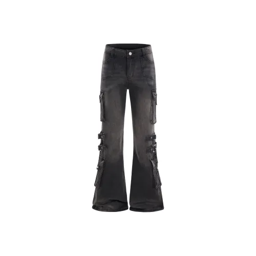 GBXM Черный Серый Цвет Женские Джинсы