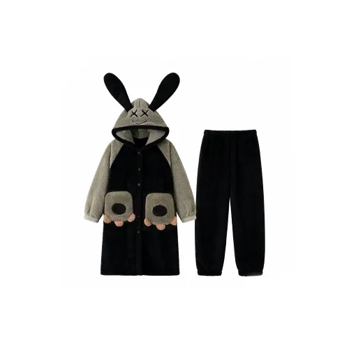 QIAOYUN Черный Мужской Халат для ванной