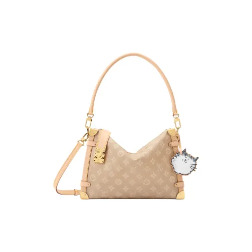 LOUIS VUITTON Grace Coddington Коллаборация SIDE TRUNKCatogram Kitten Логотип Сумка Большая Женская Бежевая