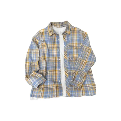 CARE NOTE Желтая клетка Унисекс Рубашки