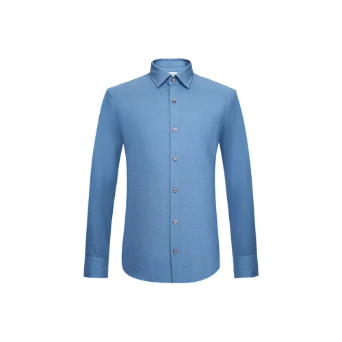 JODOLL Blue Men's Shirts JODOLL Синий Мужские Рубашки