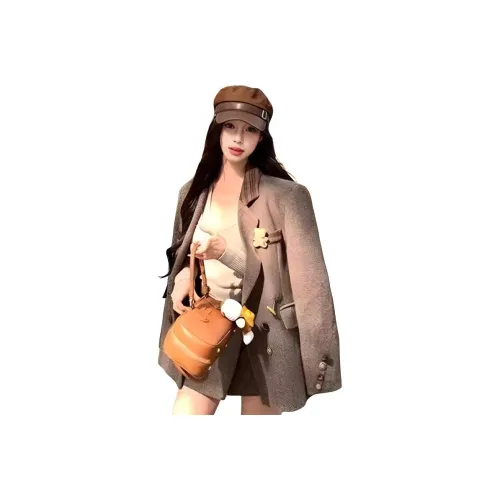 QINGYING Коричневое Женское Пальто