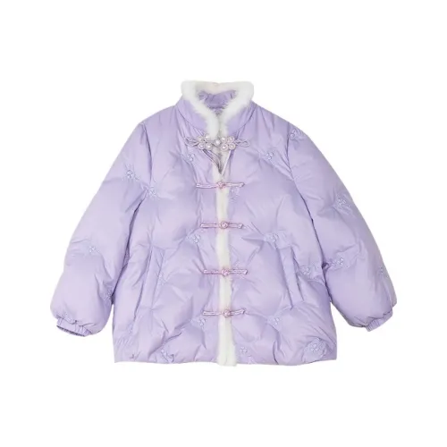 YUANYUAN GIRL Осенний пуховик Белый утиный пух Китайский стиль Пуговица Вышивка Пальто Для детей 3-7 лет