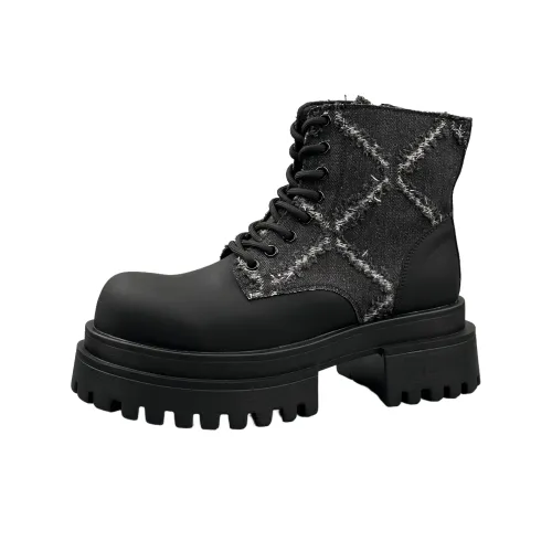 ZUOSAISI Martin Boots Black Fabric Matte Men's