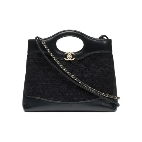 CHANEL 31Bag Хлопковая саржа Мягкий Шерстяной с Овчина Сумка Мини Женские Черный