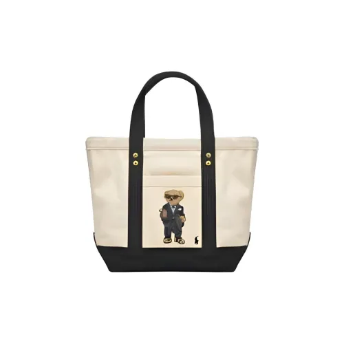 Polo Ralph Lauren Холст Тоут Сумка Сумка для покупок Сумка Маленькая Женская Бежевая