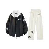 Комплект одежды (Черная куртка + экрю джинсовая ткань)