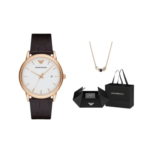 EMPORIO ARMANI Наручные часы Кварцевый механизм Кожаный ремешок 42 мм Белый циферблат Мужские часы Коробка доступна для покупки