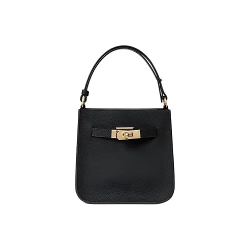 teenmix Сумка-ведро из коровьей кожи одно плечо маленькая женская черный экрю