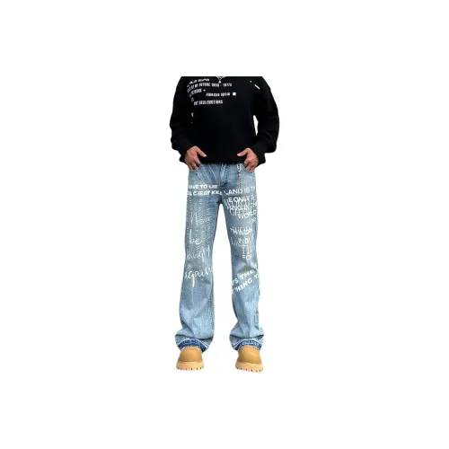 PISYPOX Blue Unisex Jeans PISYPOX Синий Унисекс Джинсы