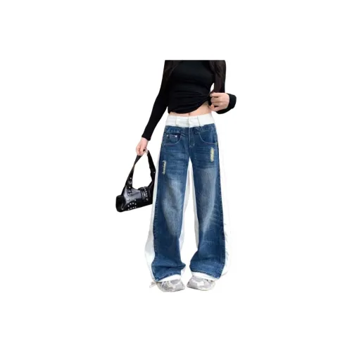 PANDA ADEVIL Синий с Белым Lettering Унисекс Джинсы