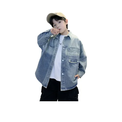 ЮЙЧЖАОЛИНЬ Светло-синяя школьная детская джинсовая рубашка