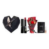 Маленький черный с полосами #302, формальная одежда, бесплатно черный дезодорант Opium Intense, образец + розовый букет + коробка