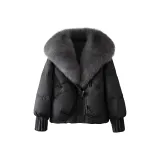 Черный Серый Ожерелье-чокер Пуховая куртка