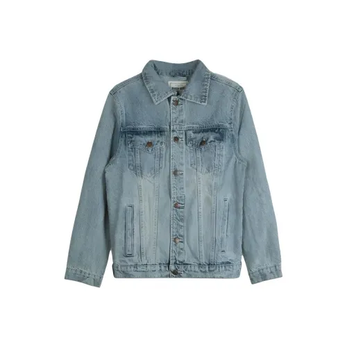 WUREN [Двойной слой утолщенный откладной воротник] Синие унисекс куртки