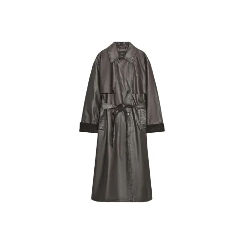 ZARA Темно-коричневый женский тренч