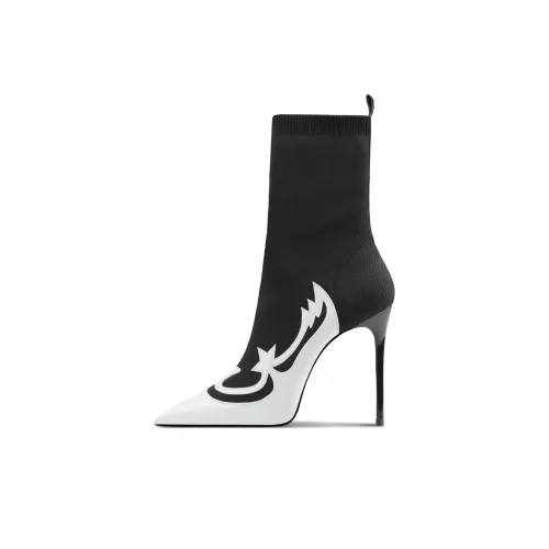 Siwei Ботильоны Супер Высокий каблук Женские Черный+Белый