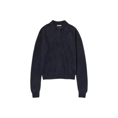 Auralee FW25 Малыш Suri Альпака Прозрачный KNIT Skipper POLO Свитер Женские