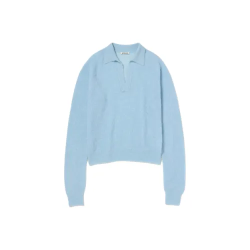 Auralee Fw25 Малыш Suri Альпака Прозрачный KNIT Skipper POLO Свитер Женские
