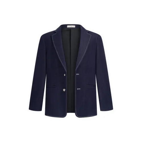 J.F.U Темно-синий Синий Мужской Деловой костюм